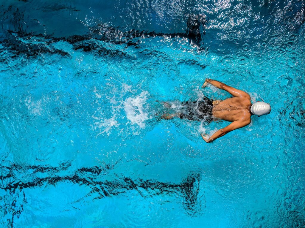 Swimming at pool